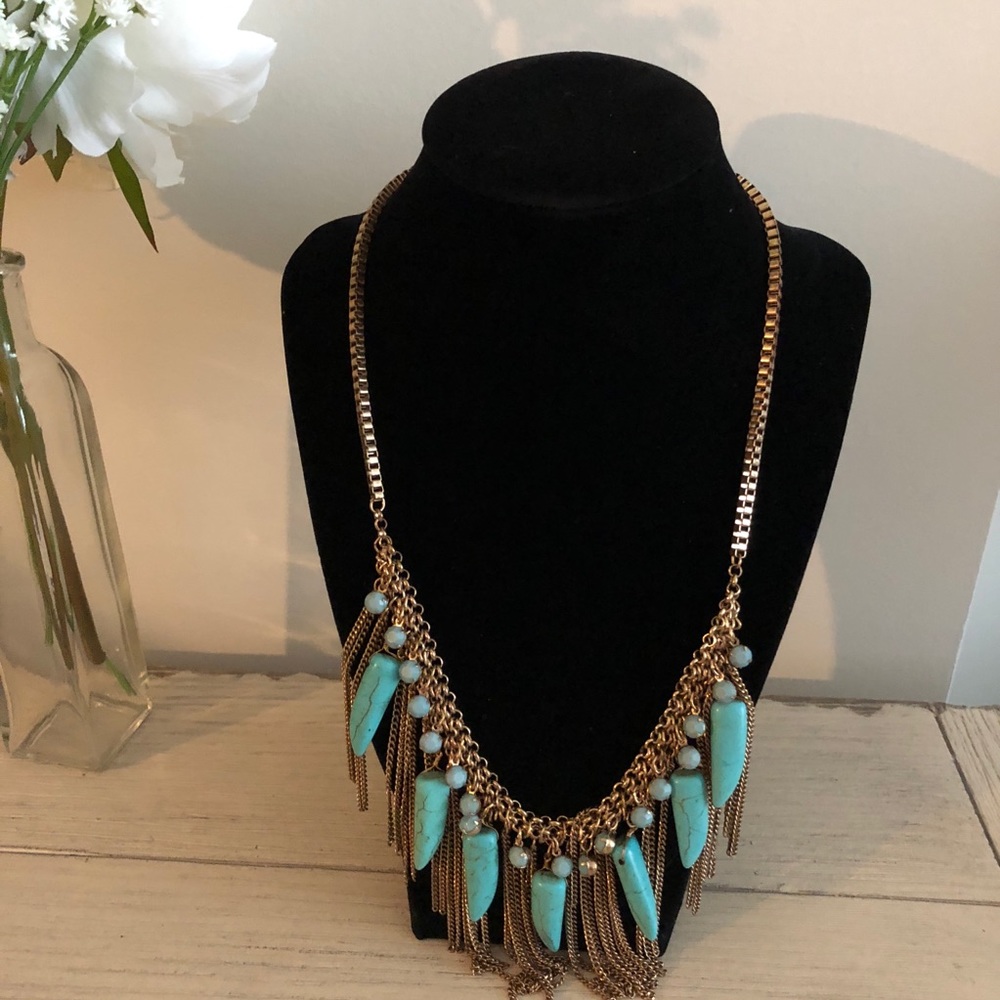 Fashion gold and turquoise necklace